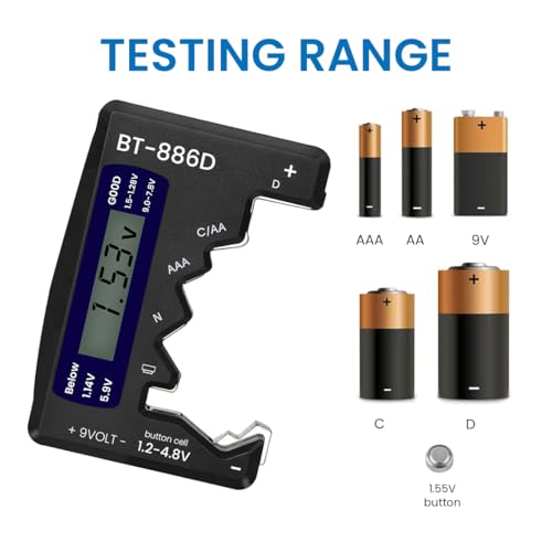 Serplex® Universal Battery Tester Checker LCD Digital Capacity for C AA AAA D N 9V 1.5V Button Cell 2 PCS Serplex® Universal Battery Tester Checker LCD Digital Capacity for C AA AAA D N 9V 1.5V Button Cell 2 PCS